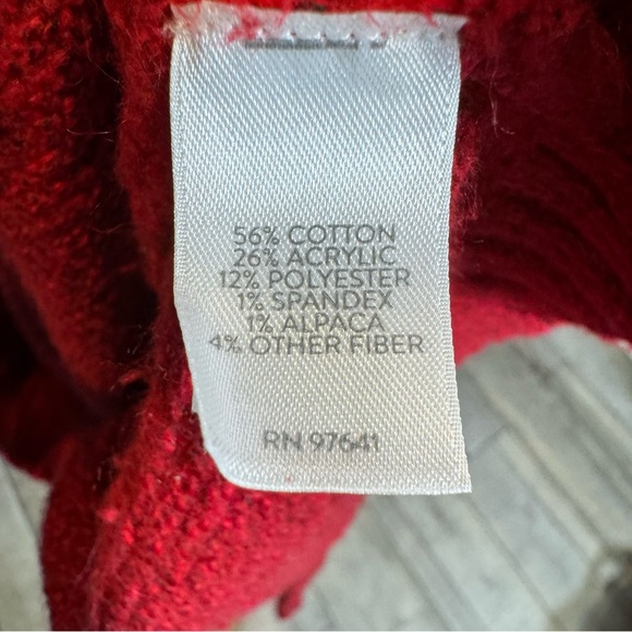 J. Jill V-Neck Long Sleeve Marled Red Sweater Alpaca - XS  Oversized - Picture 6 of 7